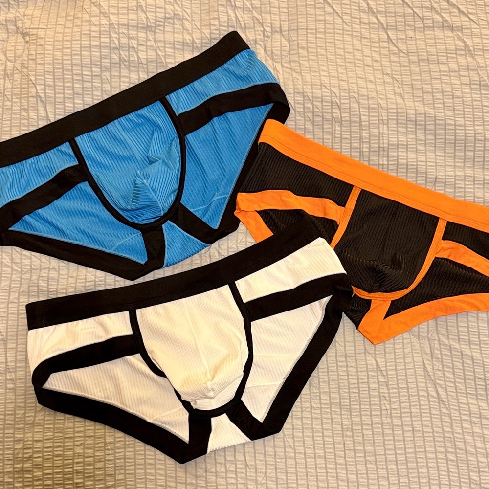 Men's Contrast Briefs set of 3 - Blue, Orange, and White